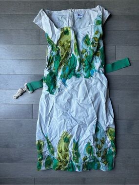 WE LOVE VERA anthropologie SKETCHED DANIOS DRESS Koi Fish Sleeveless Sheath Sz 8